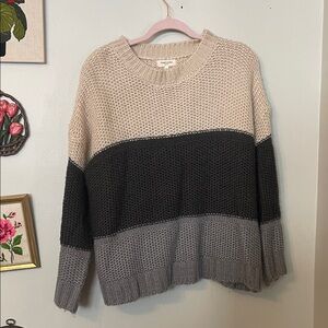 Sweet Love Colorblock Sweater - Cream, Black, Gray